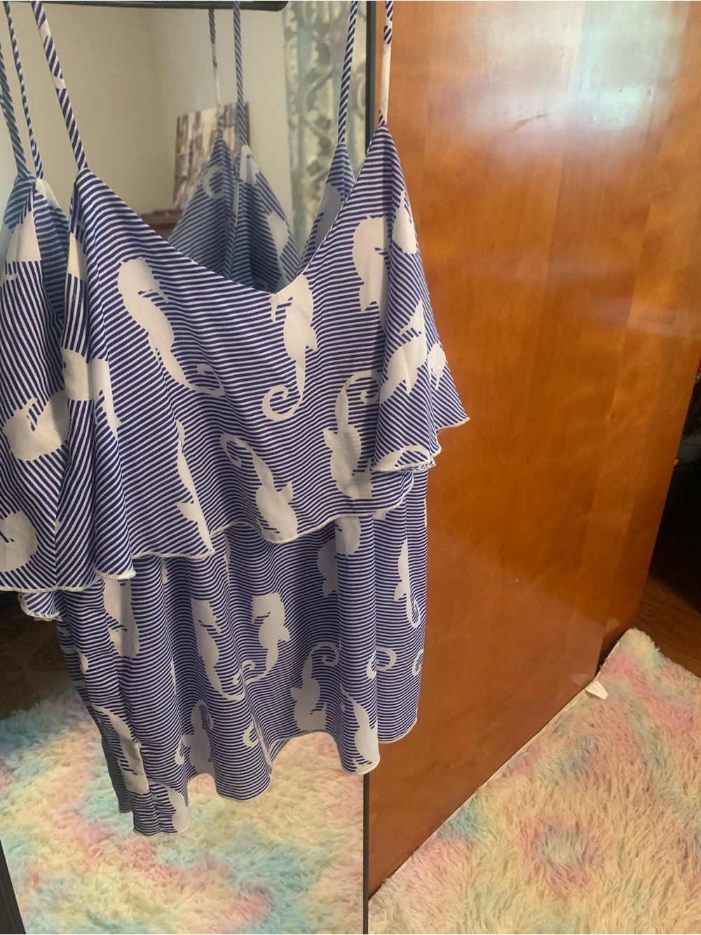 NWOT adorable Seahorse Print Ruffle Tank